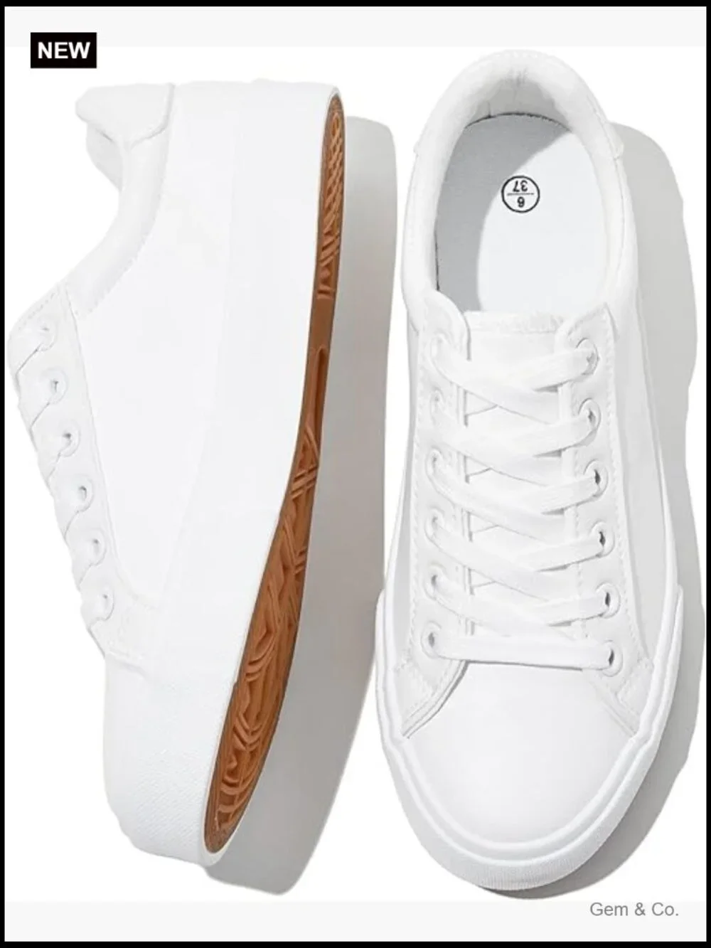 Water-Resistant PU Leather Lace-Up Casual Walking Sneakers